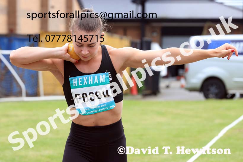 Womens Heptathlon Shot Putt, 2024 EAP International Combined events, Hewcham, Northumberland.  Photo: David T. Hewitson/Sports for All Pics